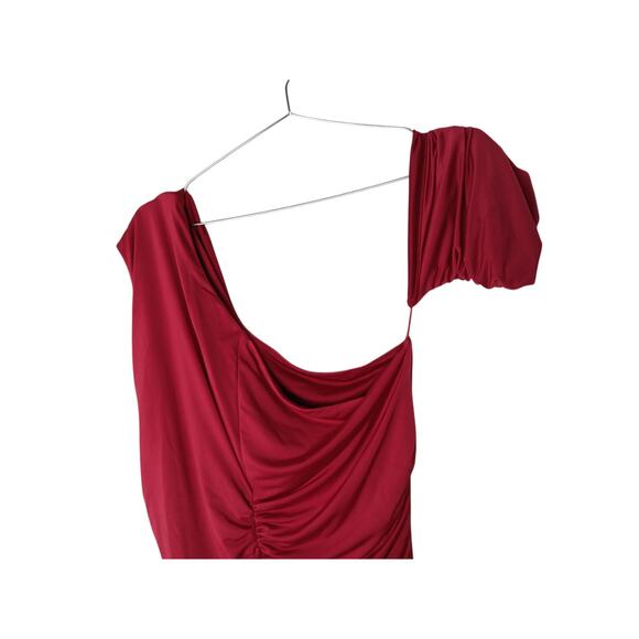 New Aqua Formal Red Ruched One Shoulder Draped Dress Women’s XL Cocktail Evening - Picture 8 of 12
